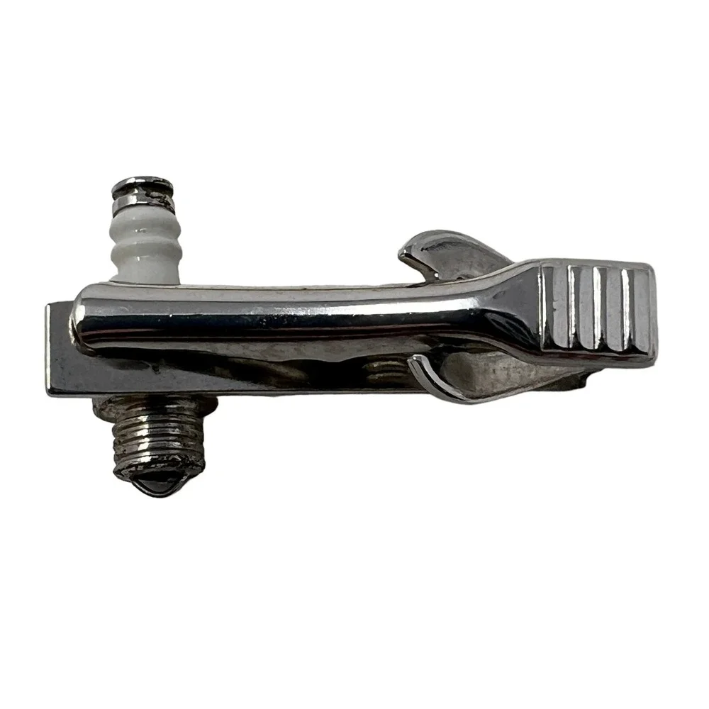 Vintage Mens Champion Spark Plug Tie Bar‎ Silver Tone Tie Clip